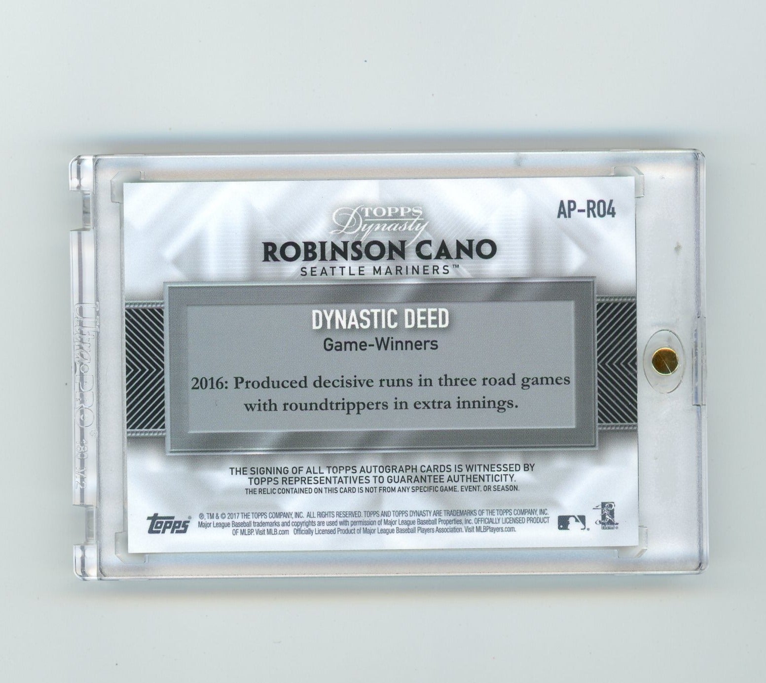 Robinson Cano 2017 Topps Dynasty Dynastic Deed autograph relic #'d 02/10