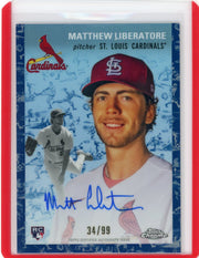 Matthew Liberatore 2023 Topps Chrome Platinum Anniv. blue toil autograph rc #'d 34/99