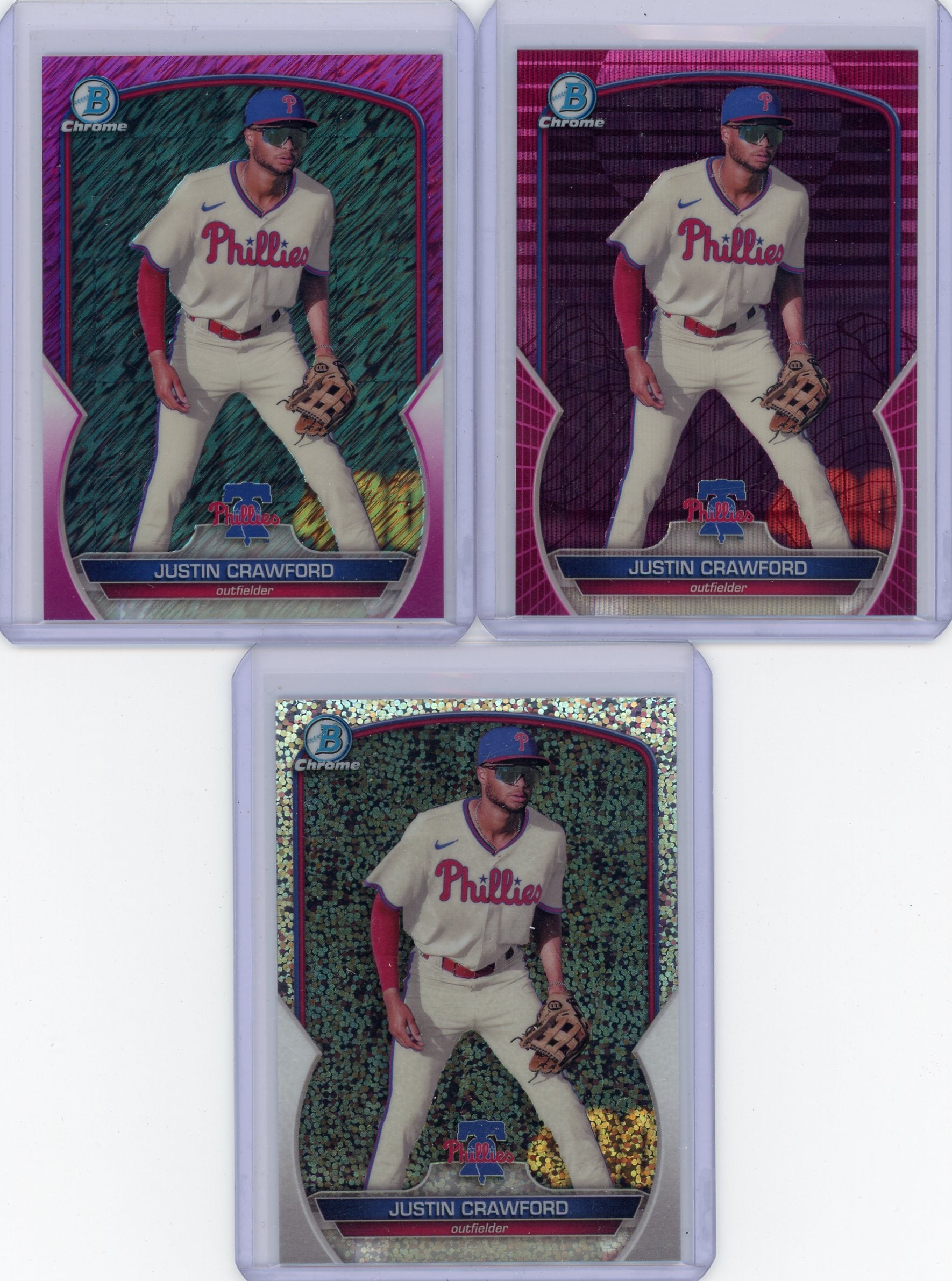 Justin Crawford 3-card 2023 Bowman chrome #'d lot /199 + /299