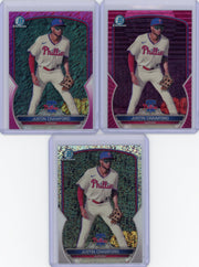 Justin Crawford 3-card 2023 Bowman chrome #'d lot /199 + /299