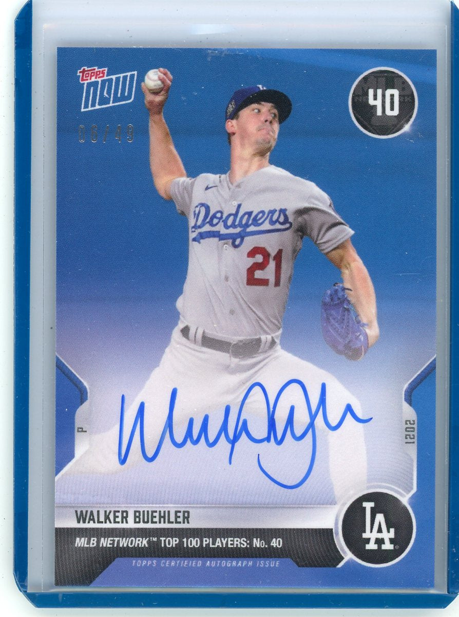 Walker Buehler 2021 Topps NOW Top-100 autograph blue #'d 06/49