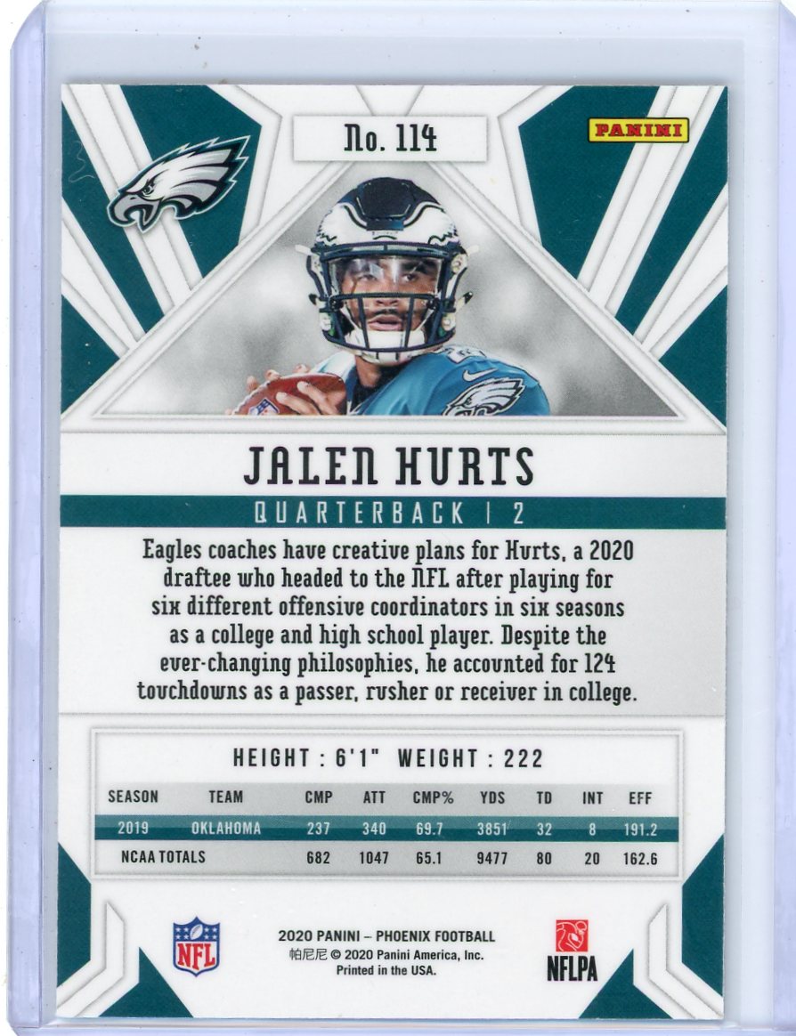 Jalen Hurts 2020 Panini Phoenix Fire Burst RC