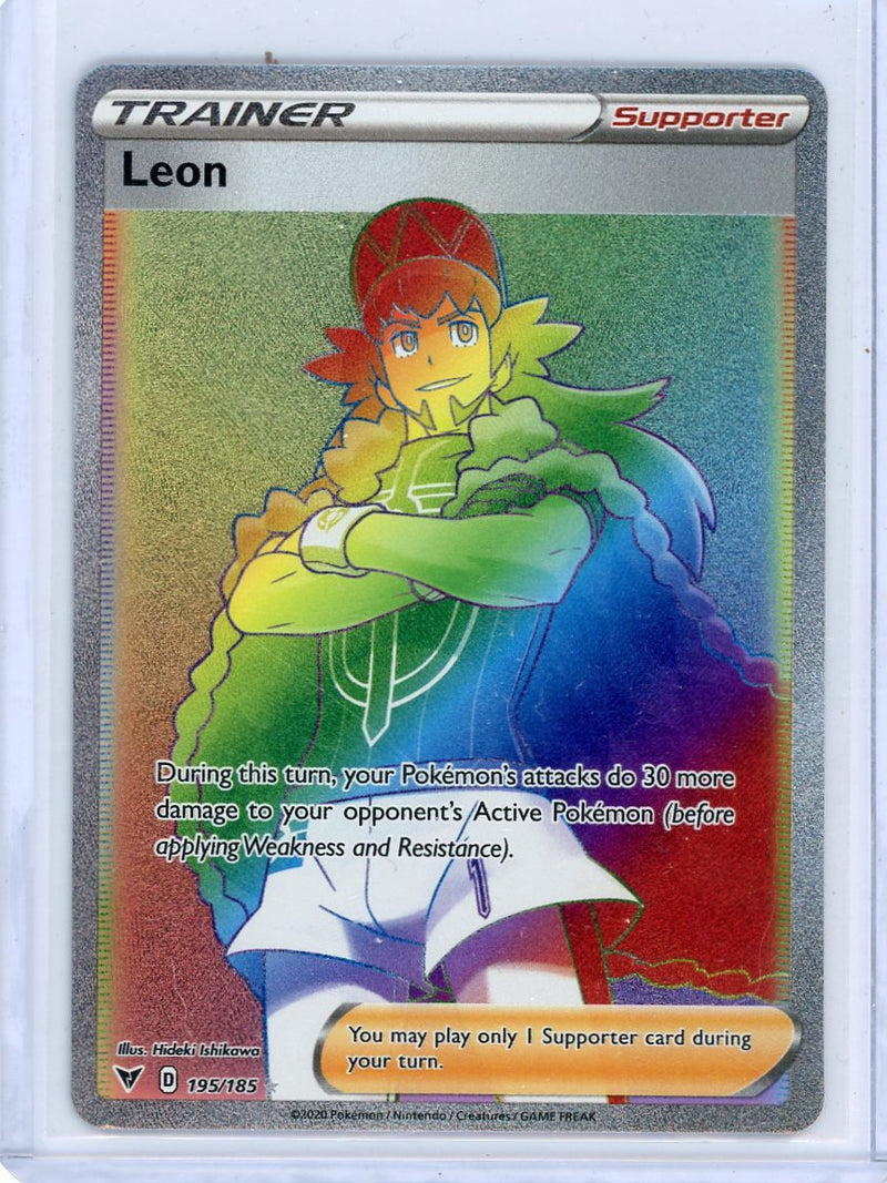 Leon Trainer 2020 Pokemon rare lucky rainbow holo 195/185