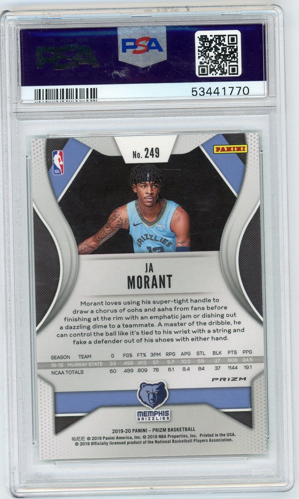 Ja Morant 2019 Panini Green Prizm PSA 9