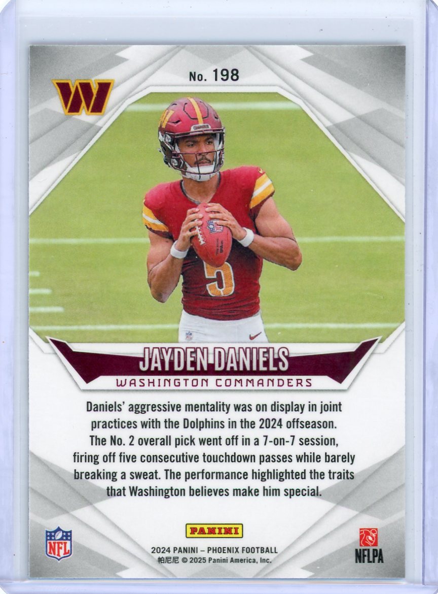 Jayden Daniels 2024 Panini Phoenix Purple Fade Prizm RC