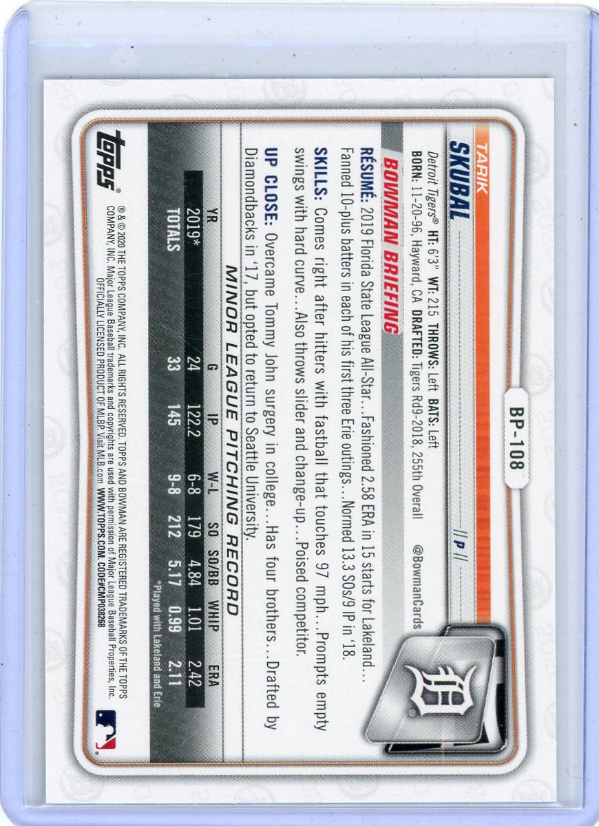 Tarik Skubal 2020 Bowman 1st Camo SP RC