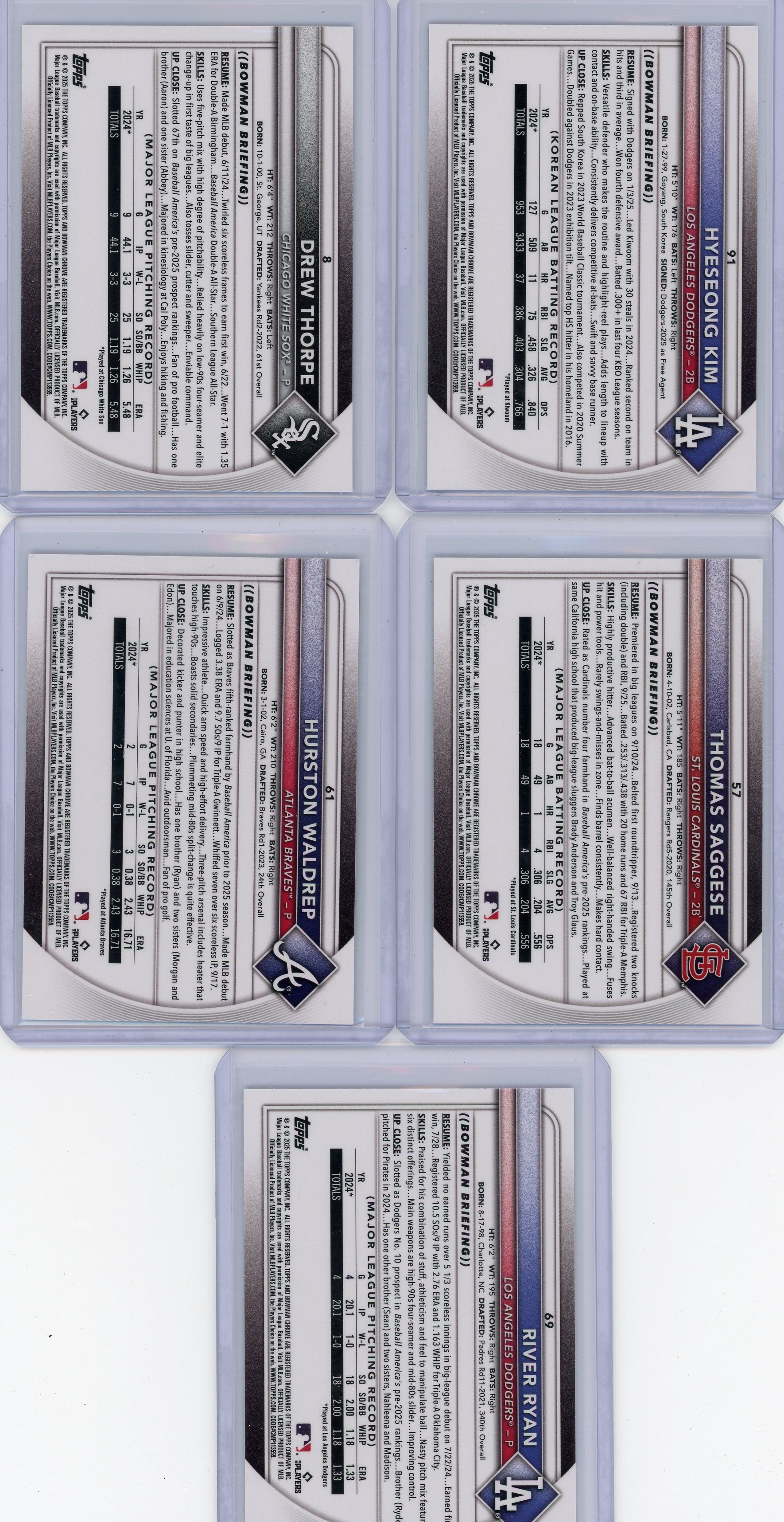 Red RC Logo 2025 Bowman Chrome 5-card lot