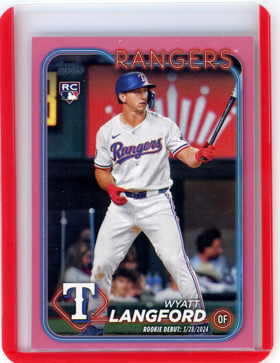 Wyatt Langford 2024 Topps Update Debut Mother's Day pink rookie card #'d 32/50