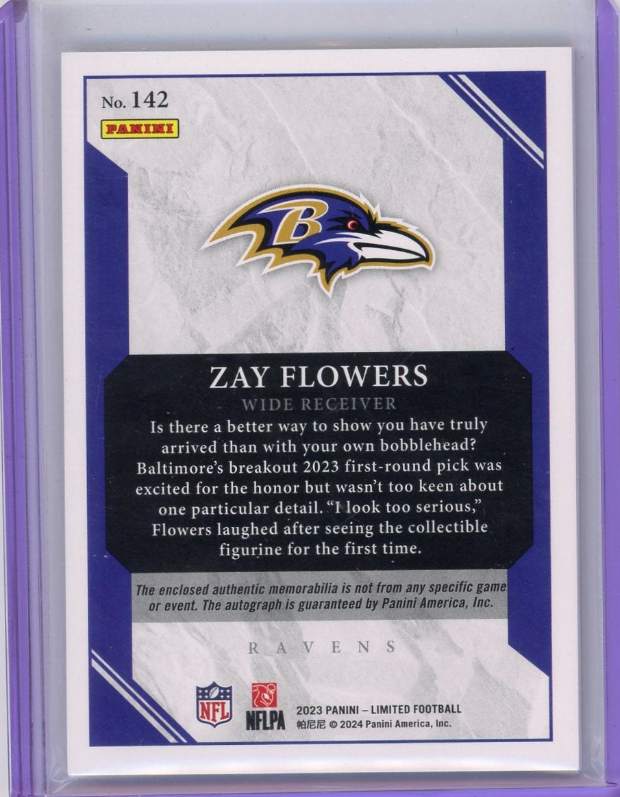 Zay Flowers 2023 Panini Limited Rookie Patch Autograph #'d 75/99