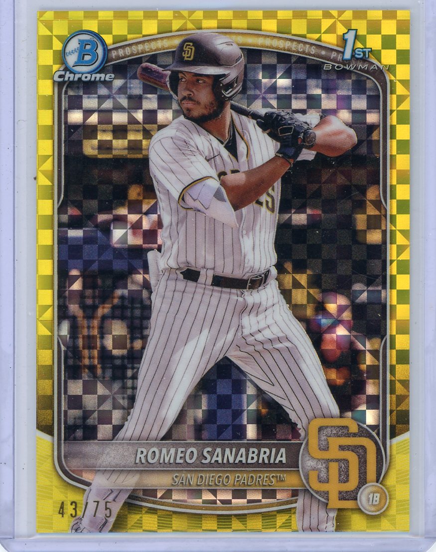 Romero Sanabria 2025 1st Bowman Chrome yellow geometric ref. #'d 43/75