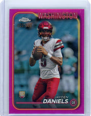 Jayden Daniels 2024 Topps Chrome Fuchsia refractor rookie card #'d 003/399