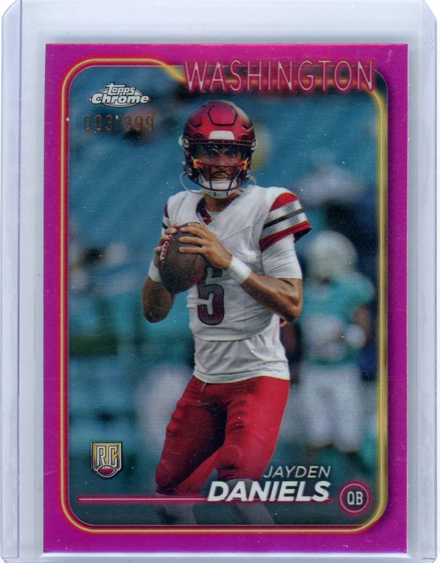 Jayden Daniels 2024 Topps Chrome Fuchsia refractor rookie card #'d 003/399