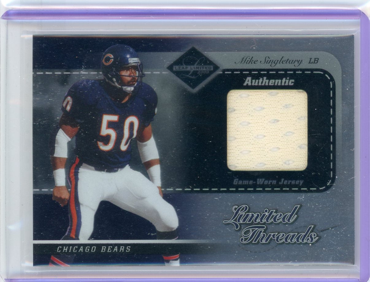 Mike Singletary 2003 Donruss Leaf Limited Threads auth. game-used jersey relic #'d 089/100