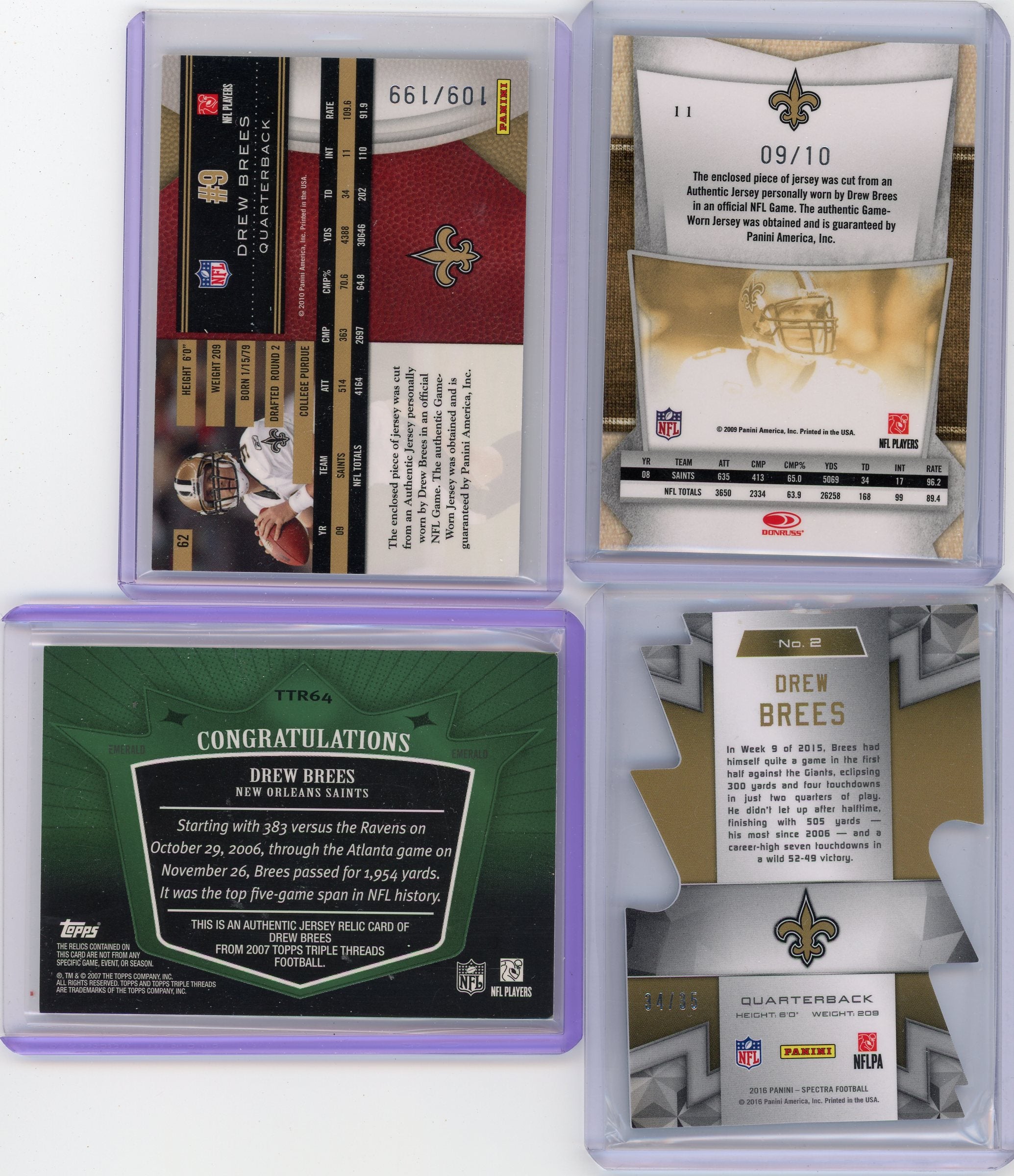 Drew Brees 4-card numbered lot SP