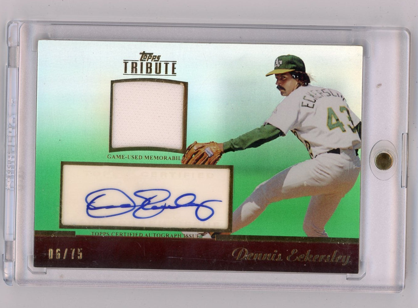 Dennis Eckersley 2011 Topps Tribute Autograph Relic Green #'d 06/75