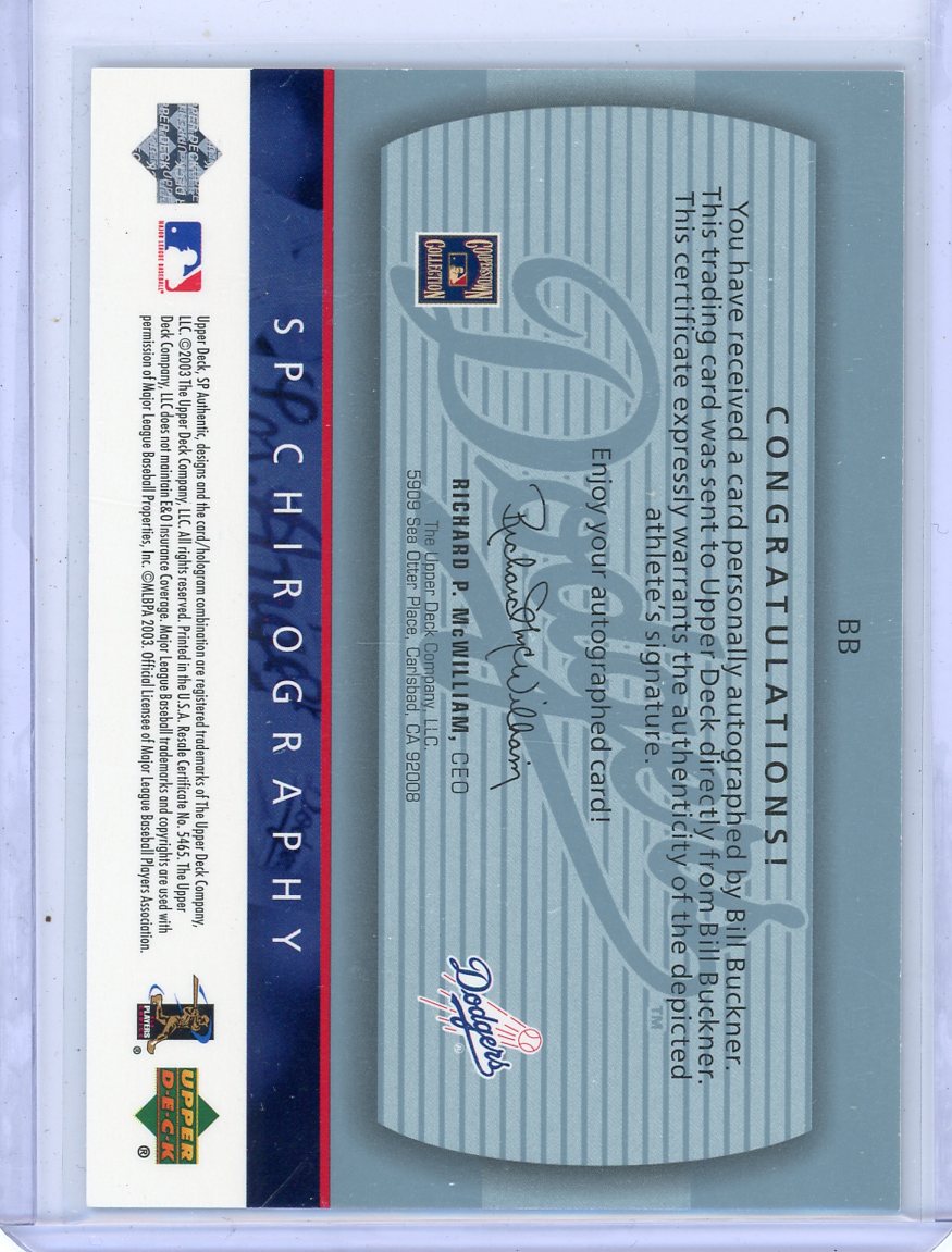 Bill Buckner 2003 Upper Deck SP Authentic SP Chirography auto #'d 120/245
