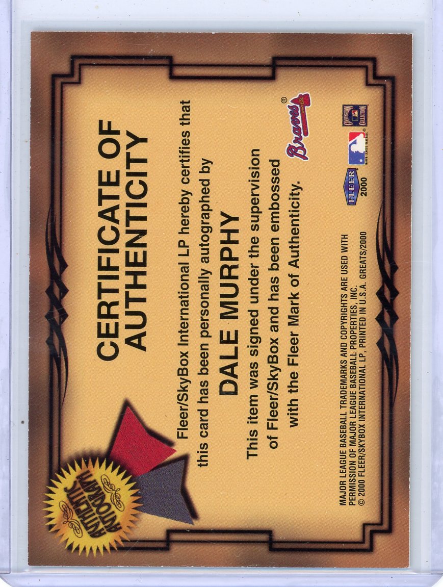 Dale Murphy 2000 Fleer Greats of the Game autograph