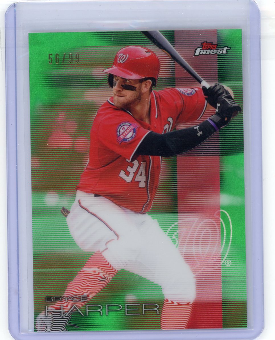 Bryce Harper 2016 Topps Finest Green Refractor #'d 56/99