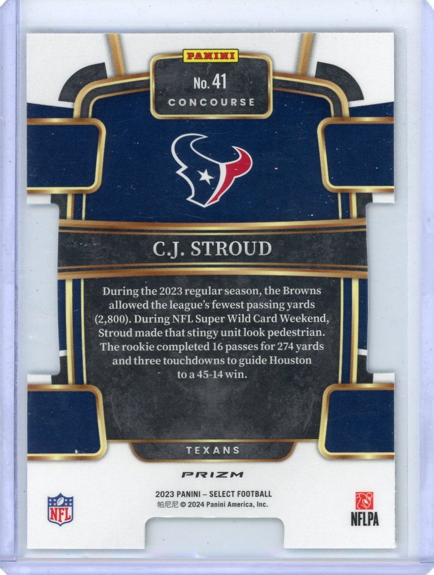 CJ Stroud 2023 Panini Select red/yellow prizm die-cut rookie card