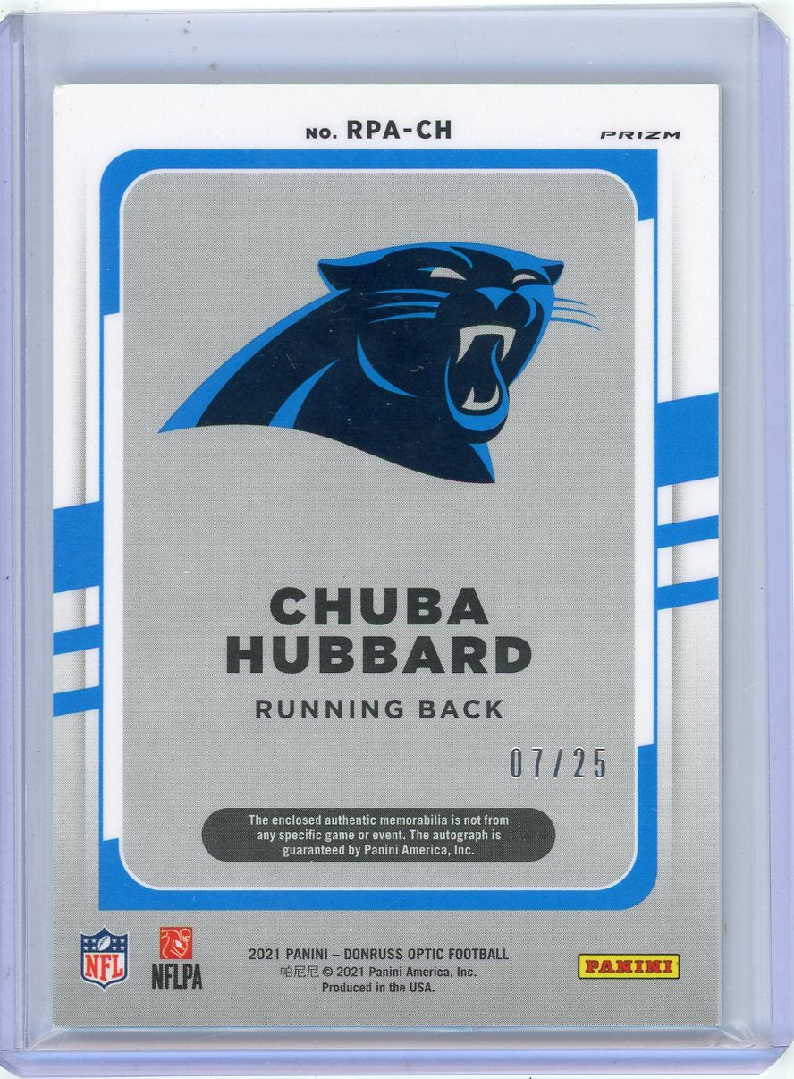 Chuba Hubbard 2021 Panini Donruss Optic Rookie Patch Autographs Holo #'d 07/25