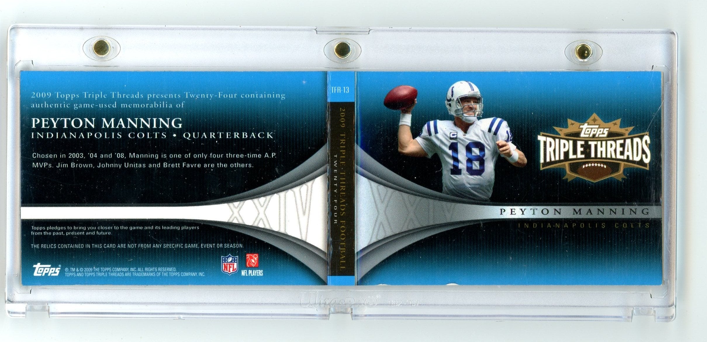 Peyton Manning 2009 Topps Triple Threads #TFR-13 Game Used Booklet 1/5