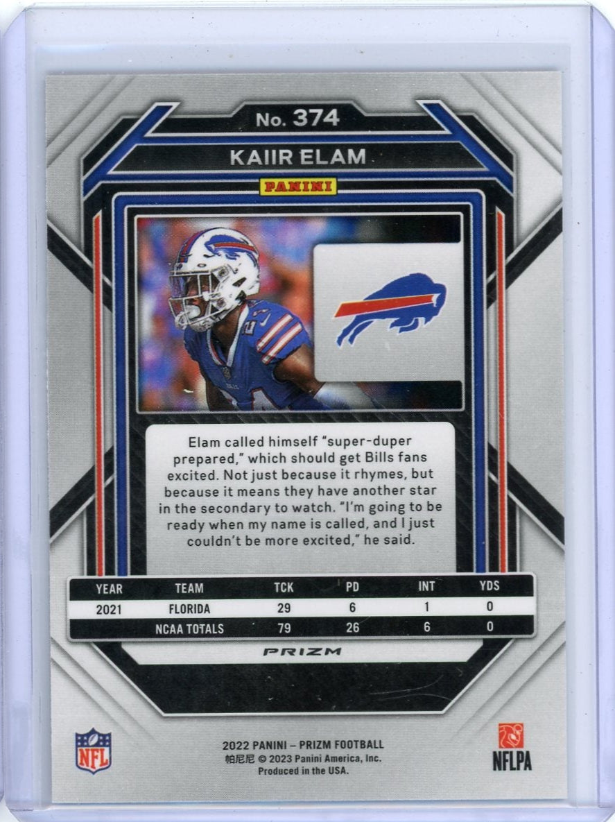 Kaiir Elam 2022 Panini Prizm Snakeskin prizm rookie card SSP