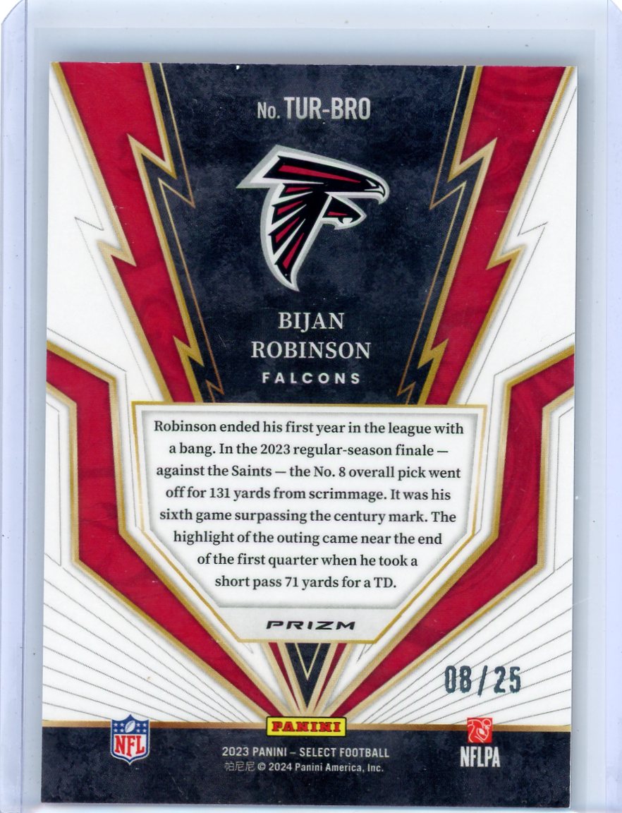 Bijan Robinson 2023 Panini Select Turbocharged Tie-Dye Rookie #'d 08/25