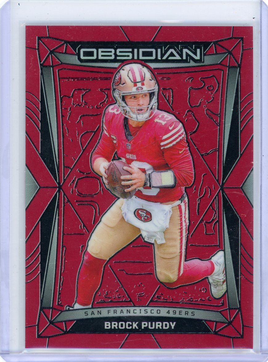 Brock Purdy 2024 Panini Obsidian Red Flood #'d 40/49