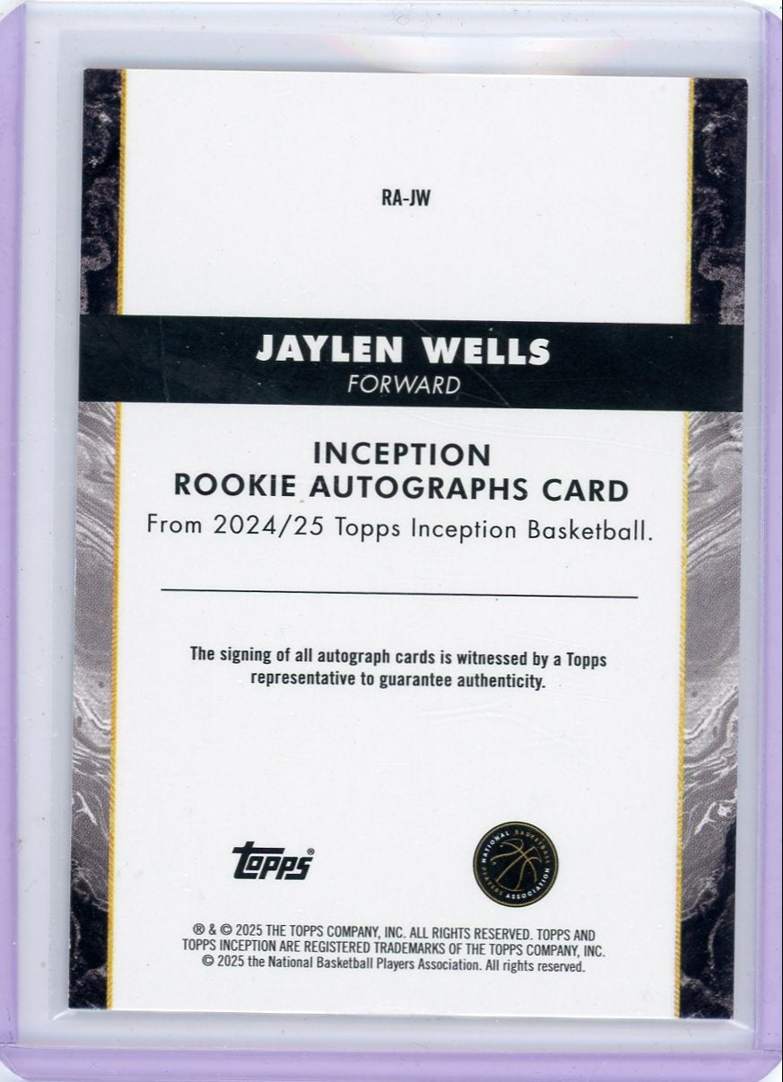 Jaylen Wells 2024-25 Topps Inception autograph rookie card