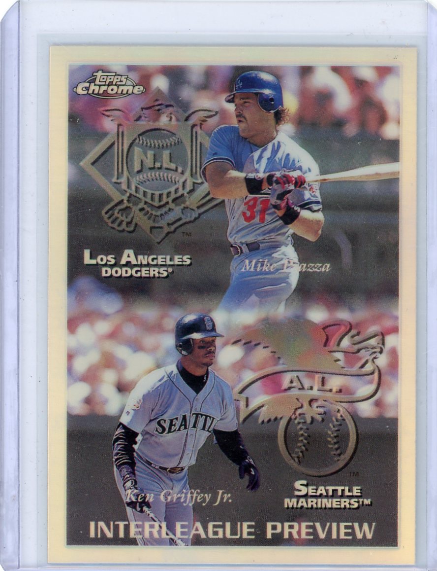 Ken Griffey Jr. Mike Piazza 1998 Topps Chrome Interleague Preview refractor