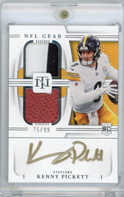 Kenny Pickett 2022 Panini National Treasures NFL Gear jersey/ball relic autograph RC #'d 75/99