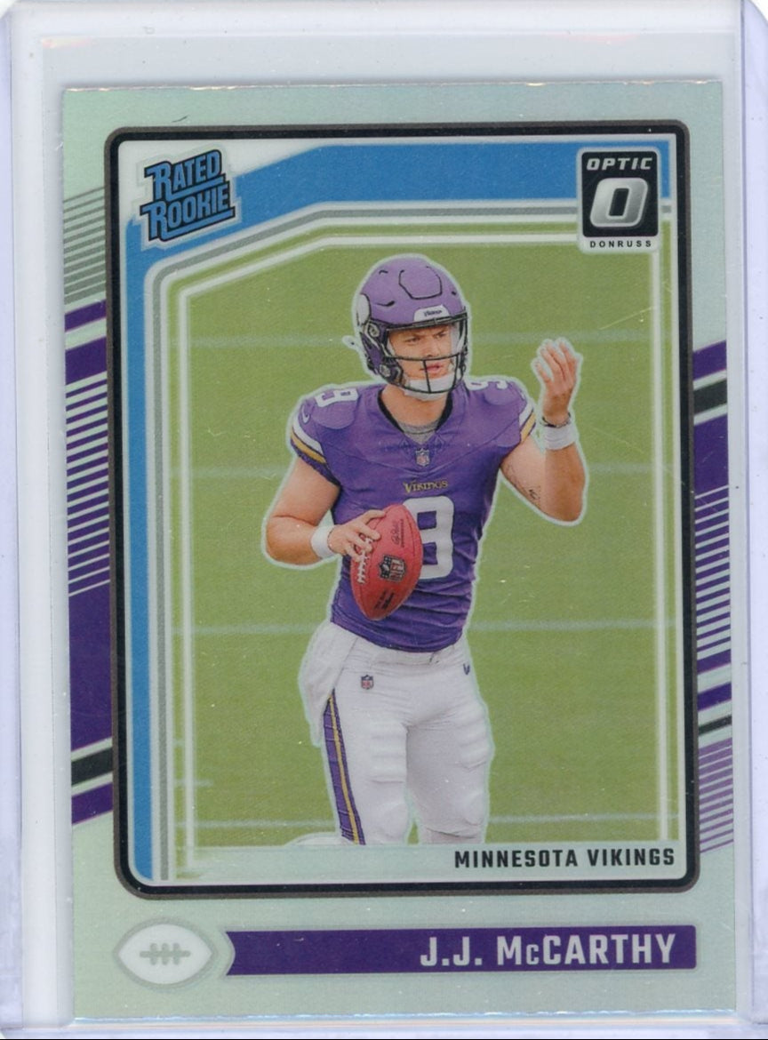 J.J. McCarthy 2024 Panini Donruss Optic Rated Rookie Holo