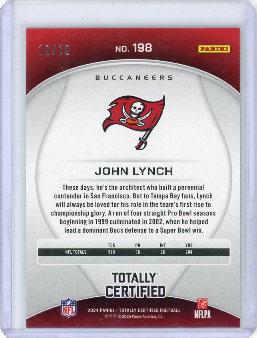 John Lynch 2024 Panini Totally Certified Mirror Gold #'d 10/10