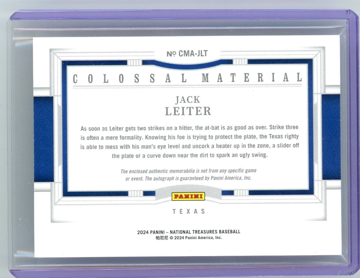 Jack Leiter 2024 Panini National Treasures Colossal RPA #'d 10/49