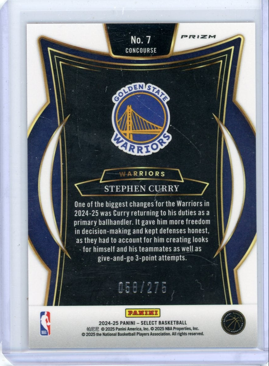 Stephen Curry 2024 Panini Select orange ice prizm #'d 058/275