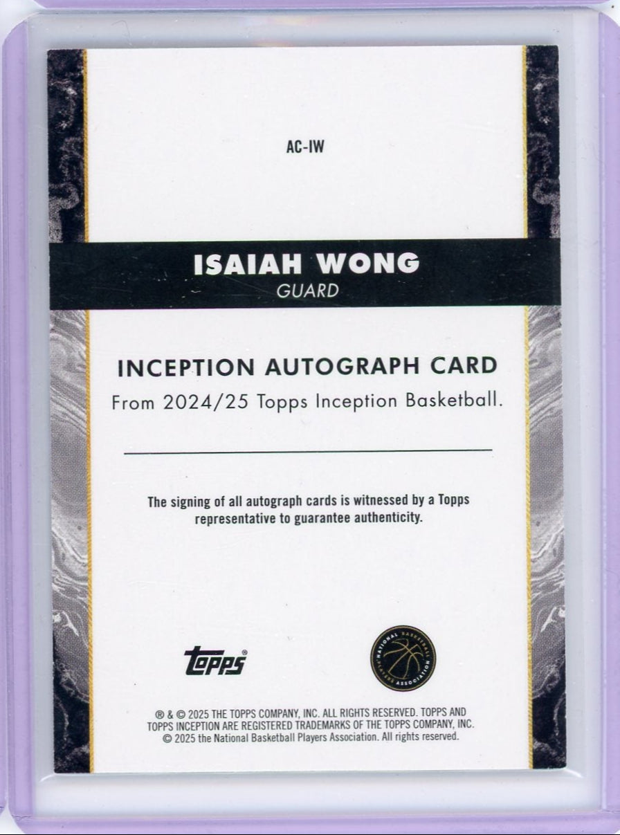Isaiah Wong 2024-25 Topps Inception autograph pink #'d 25/99