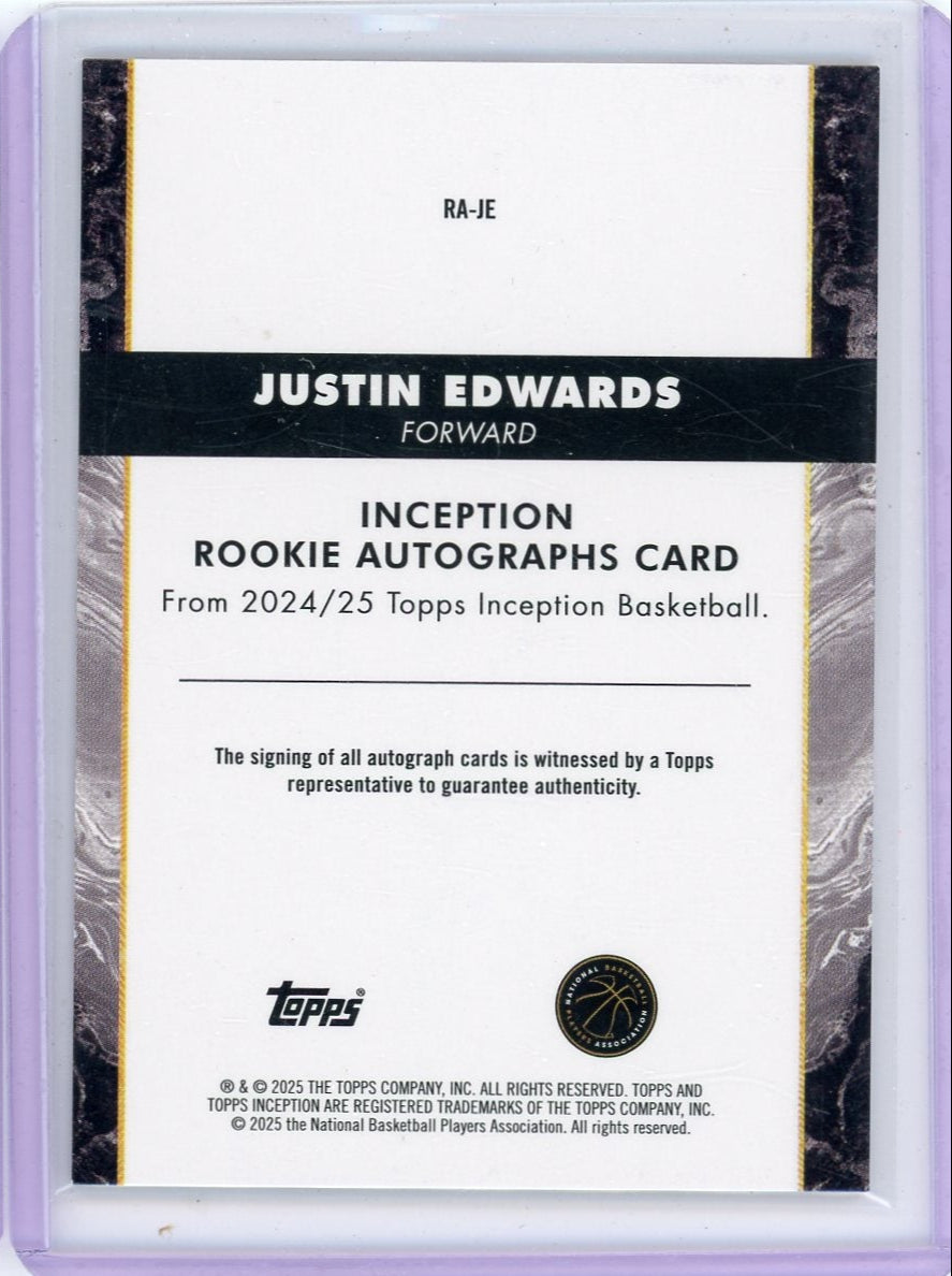 Justin Edwards 2024-25 Topps Inception autograph rookie card