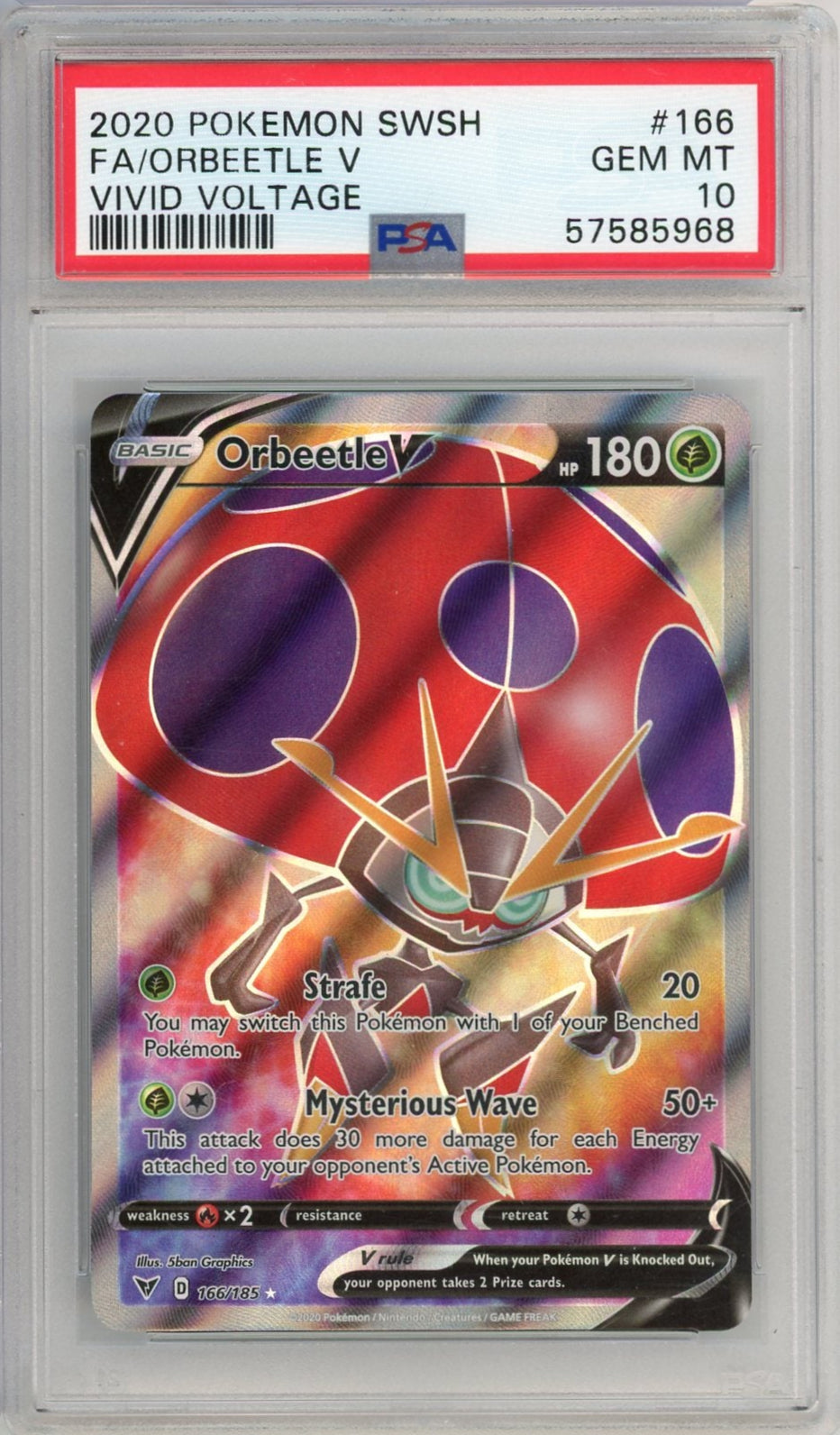 Orbeetle V 2020 Pokemon Vivid Voltage Full Art #166/175 PSA 10