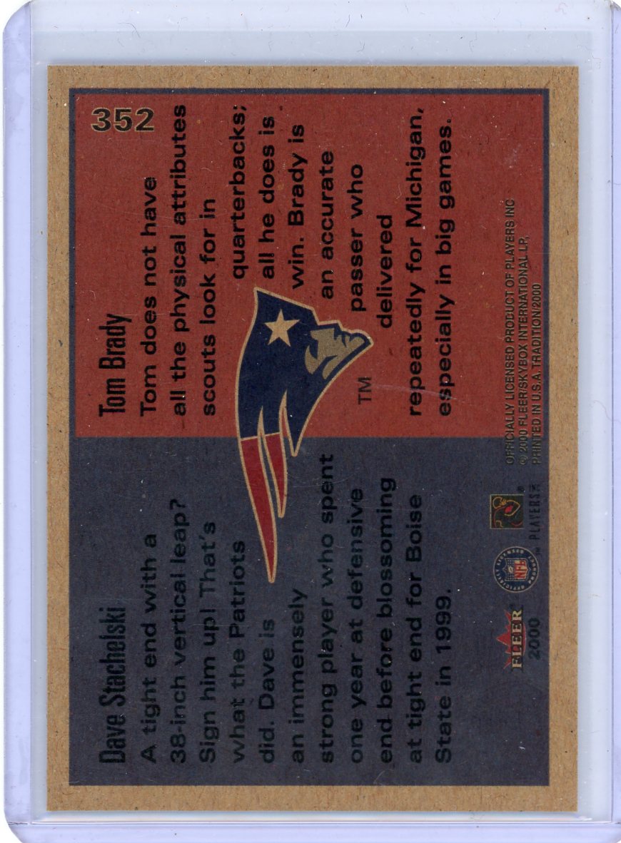Tom Brady/Dave Stachelski 2000 Fleer Tradition Rookies to Watch