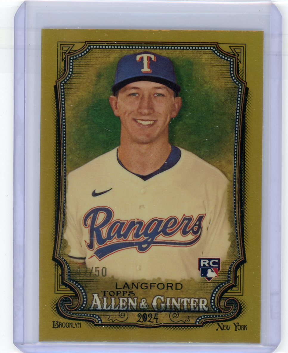 Wyatt Langford 2024 Topps Allen & Ginter Chrome gold refractor rookie card #'d 47/50