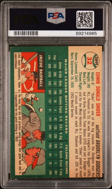 Duke Snider 1954 Topps #32 PSA 6
