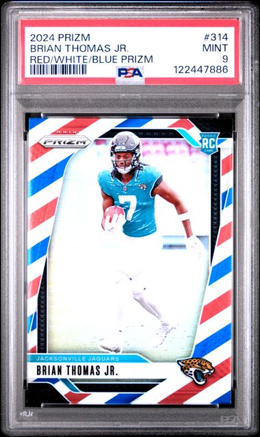 Brian Thomas Jr. 2024 Panini Prizm RWB prizm rc PSA 9