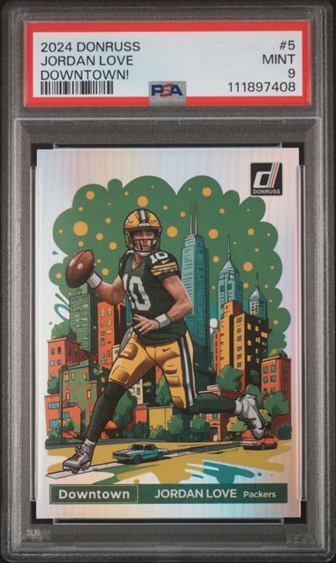 Jordan Love 2024 Panini Donruss Downtown PSA 9