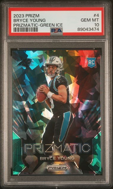 Bryce Young 2023 Panini Prizm Prizmatic Green Ice prizm rc PSA 10