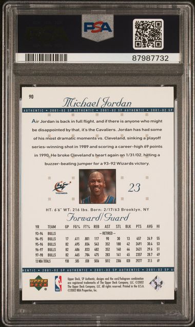 Michael Jordan 2001 SP Authentic #90 PSA 10