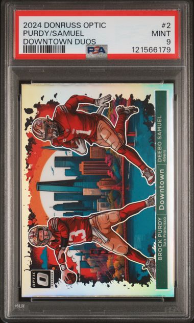 Brock Purdy 2024 Panini Donruss Optic Downtown Duos PSA 9