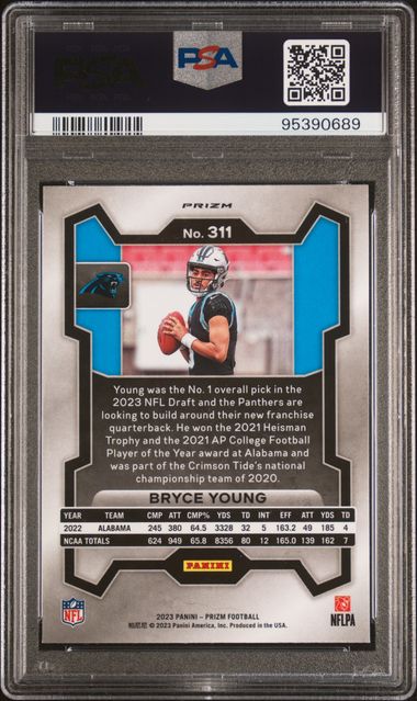 Bryce Young 2023 Panini Prizm disco prizm rookie card PSA 9