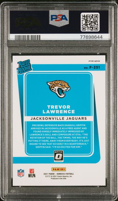Trevor Lawrence 2021 Panini Donruss Optic Preview pink prizm rookie card PSA 10