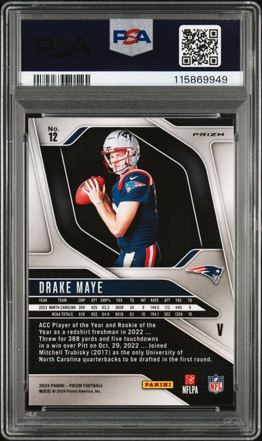 Drake Maye 2024 Prizm Rookie Variation Silver Prizm PSA 9 RC