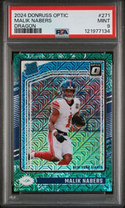 Malik Nabers 2024 Panini Donruss Optic Dragon prizm rookie card #'d 22/24 PSA 9